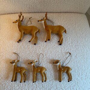 Set of 5 Faux Brown Deer Ornaments - Wondershop - Set B